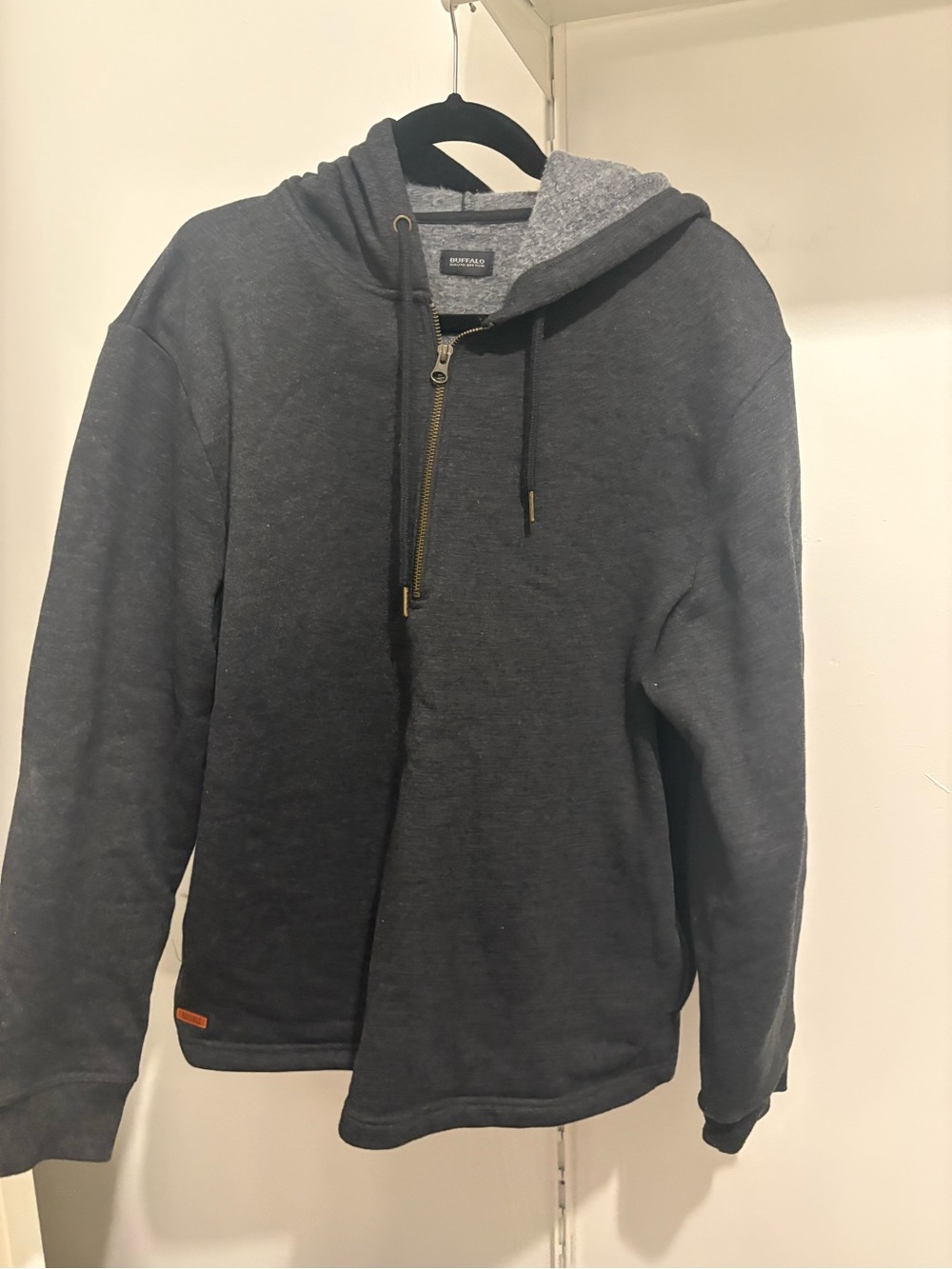 Buffalo David Bitton Dark Charcoal Gray Zip-Up Hooded Sweater